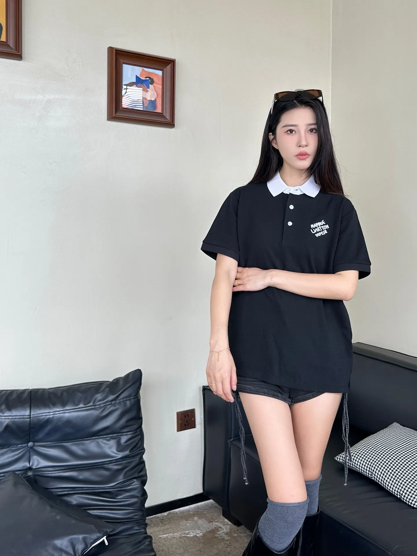 Louis Vuitton/Louis Vuitton Polo short sleeves with embroidered letters on the chest